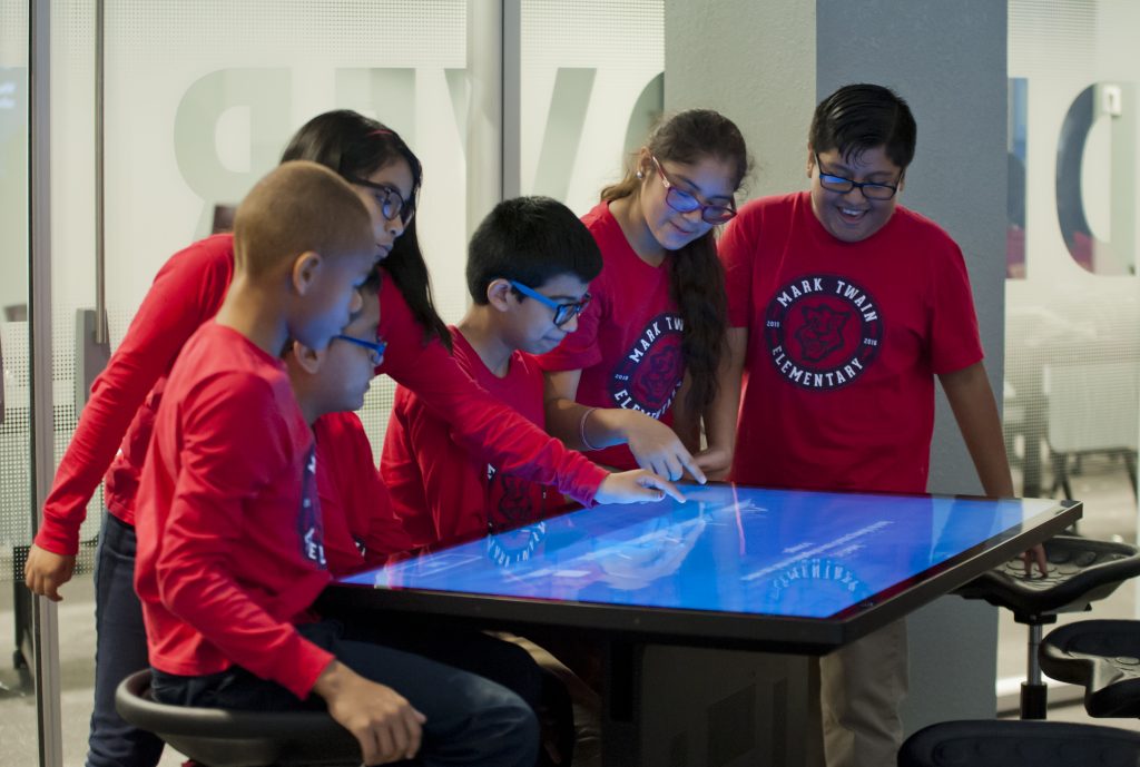 Children using interactive table